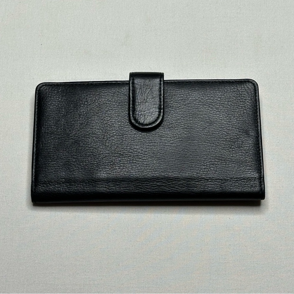 Buxton Black Leather Checkbook Wallet